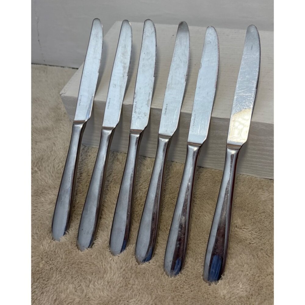 6 Oneida Mooncrest Stainless Steel Dinner Knives 9.25"
